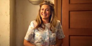 zoe perry s mary smiles uneasily in young sheldon season 2