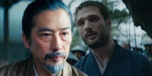 hiroyuki sanada as yoshii toranaga next to cosmo jarvis as john blackthorne in shogun2924805829914752457